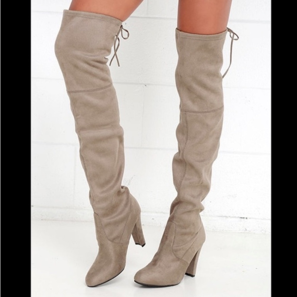 Suede Nude Knee High Gorgeous Boots Taupe